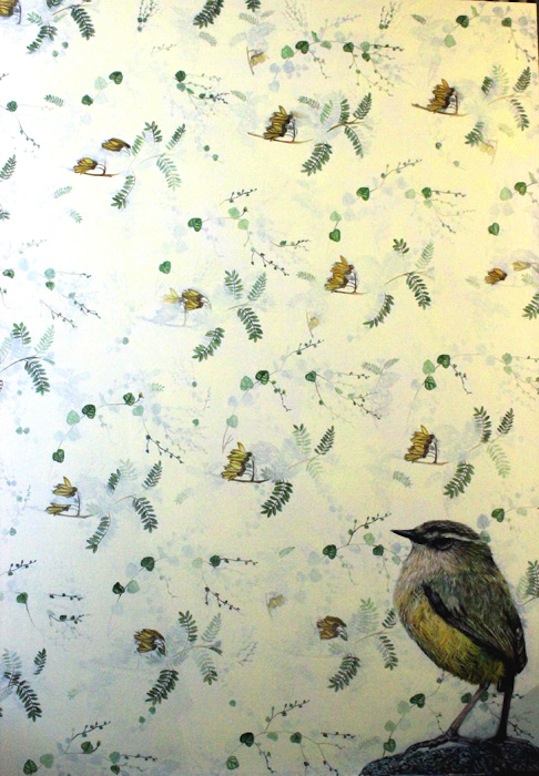 Kate Beatty | NZ  Rockwren  |oil on board |120 x 90 cm | McAtamney Gallery and Design Store | Geraldine NZ